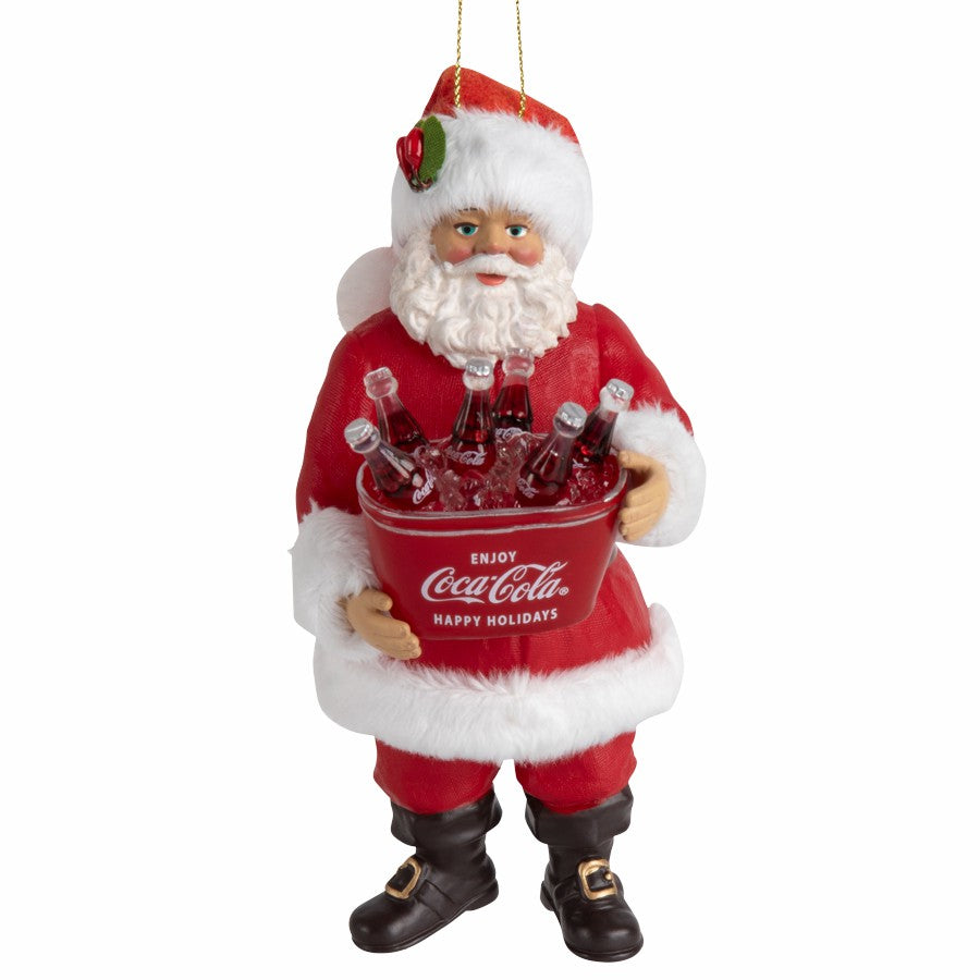 Coca-Cola Store Recommended - Coca‑Cola Santa with Bucket Ornament | Kurt S. Adler Resin Holiday Decor