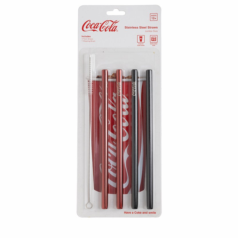 Coca-Cola Store Quality - Coca-Cola Stainless Steel Straws 4PC