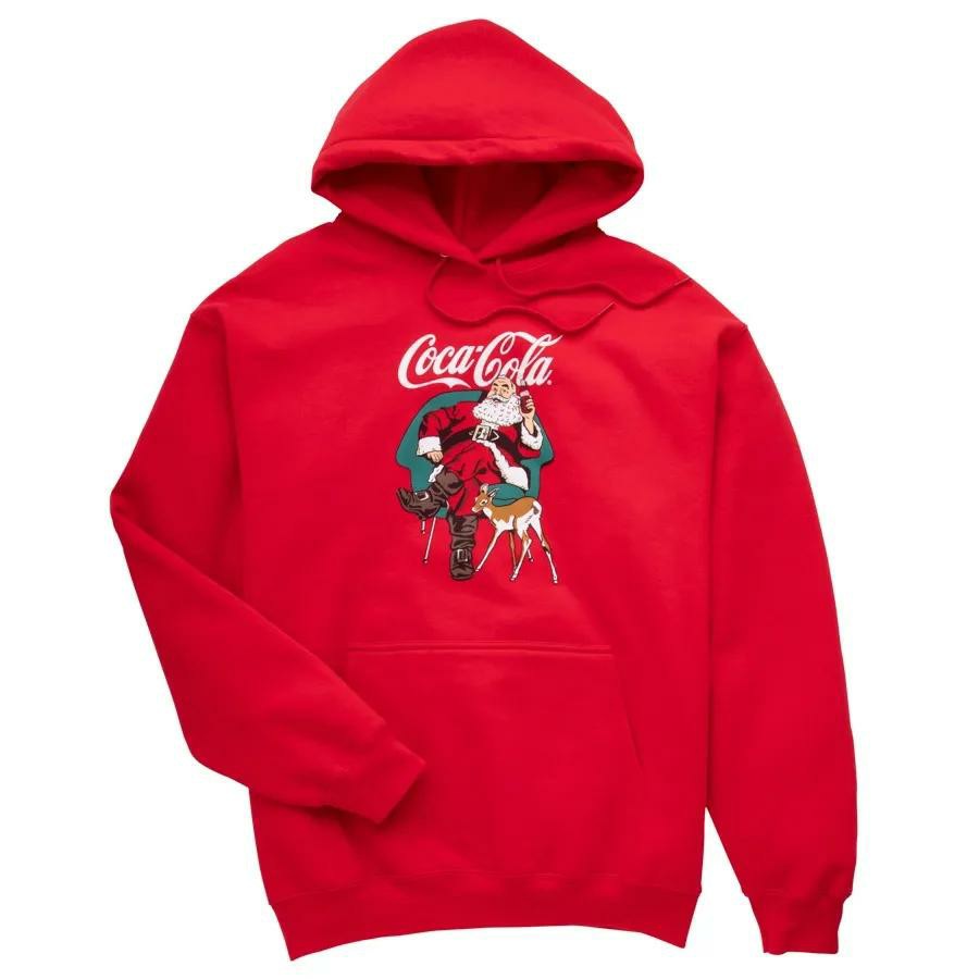 Coca-Cola Store Everyday - Coca-Cola Relaxed Santa With Deer Unisex Hoodie