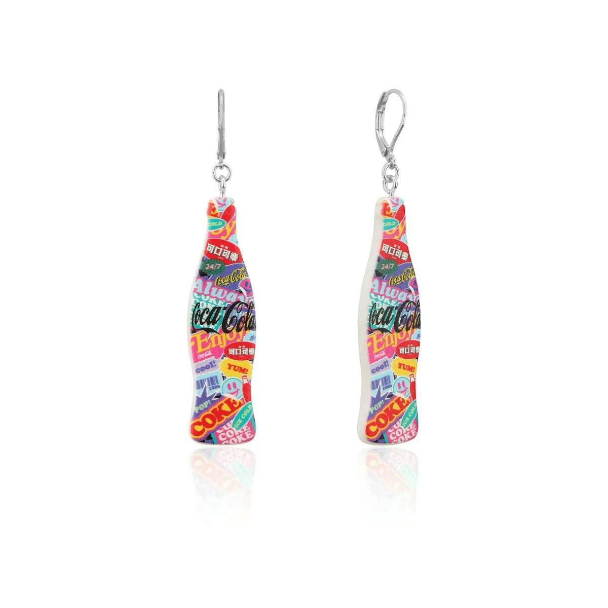 Coca-Cola Store Hot Sale - Coke Bottle Pop Drop Earrings White Gold
