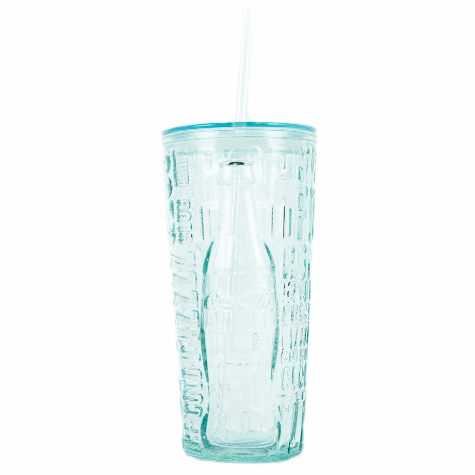 Coca-Cola Store Exclusive - Coca-Cola Recycled Glass Tumbler 'Pop/Fiz' W/Straw 17oz.