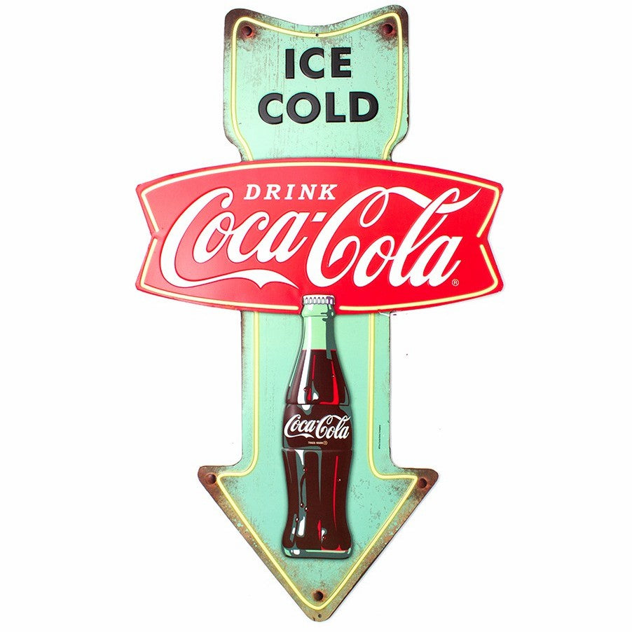 Coca-Cola Store Great Value - Coca-Cola Arrow Ice Cold Metal Sign