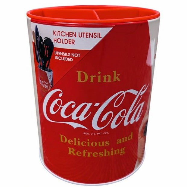 Coca-Cola Store Value - Coca-Cola Galvanized Round Tin Cooking Utensil Holder