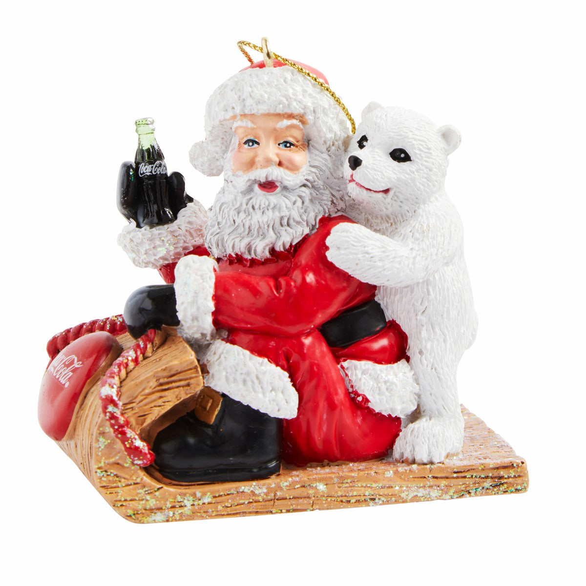Coca-Cola Store Classic - Coca‑Cola Santa Cub on Sled Ornament | 3" Resin Holiday Decor
