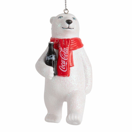 Coca-Cola Store New - Coca‑Cola Polar Bear Holding Bottle Ornament | 3.5" Resin Holiday Decor